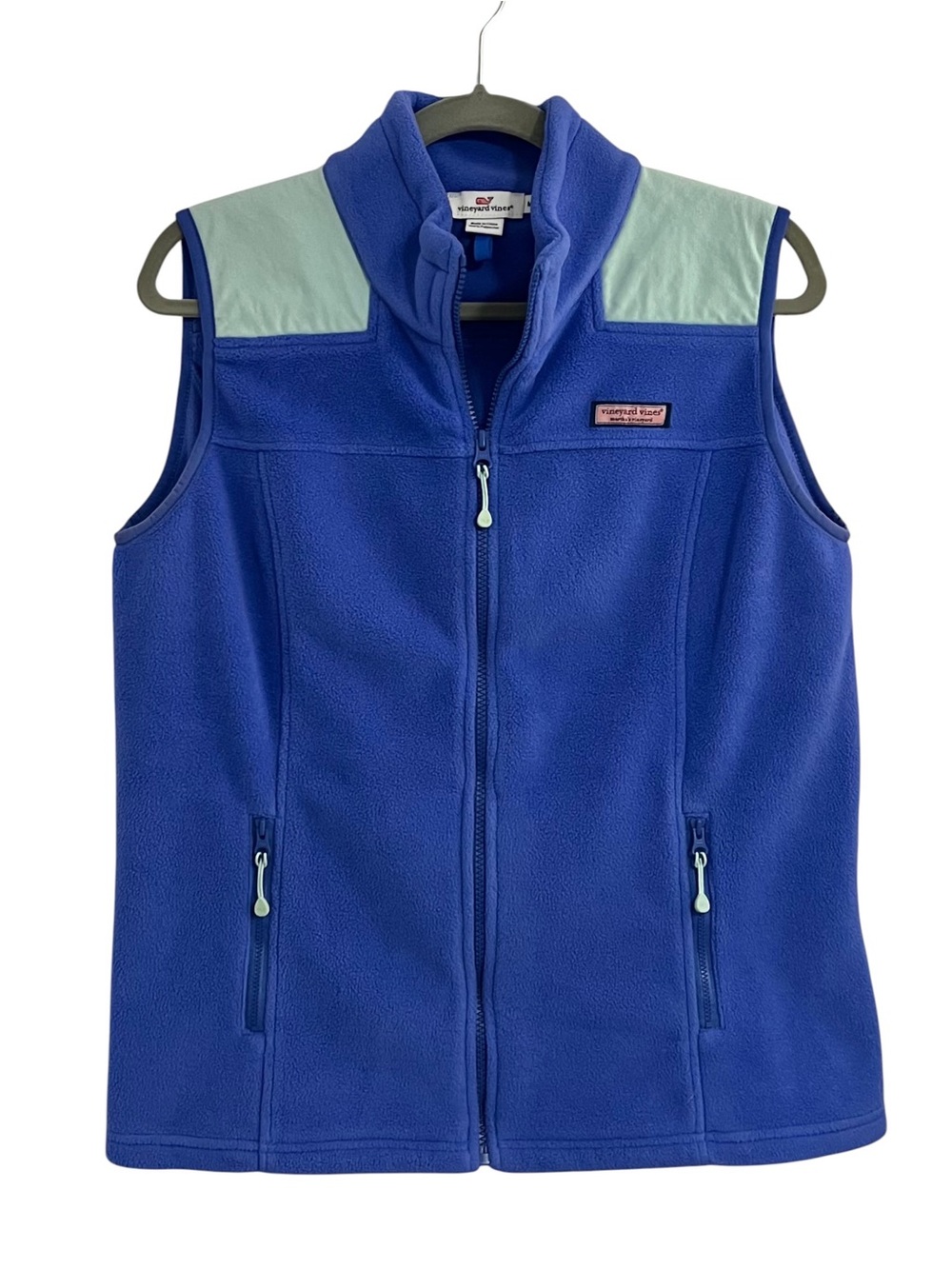Vineyard Vines Royal Blue Fleece Vest with Mint Accents - Picture 2 of 9